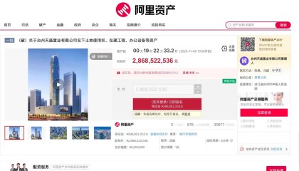 浙江台州“第一高楼”等物业将被拍卖，起拍价约28.68亿元