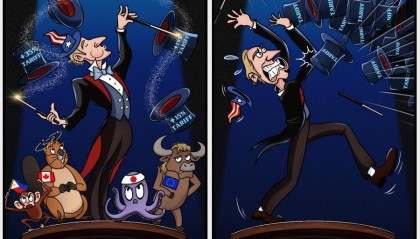 关税魔棒失灵时，始作俑者将遭反噬｜新漫评