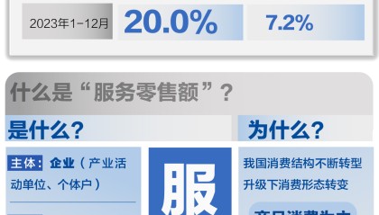 基本面 | 2023年服务零售额同比增长20%,增速连续三月回升