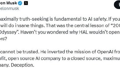马斯克：奥特曼不可信