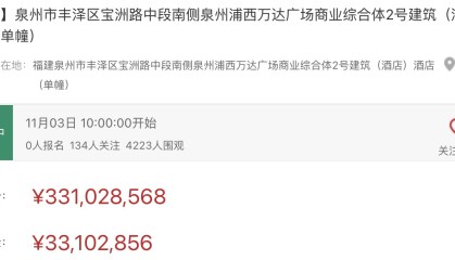 又一富力万达文华酒店将被拍卖,起拍价3.31亿元