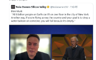 马斯克称地球人满为患只是错觉，纽约一层楼可装下全球80亿人